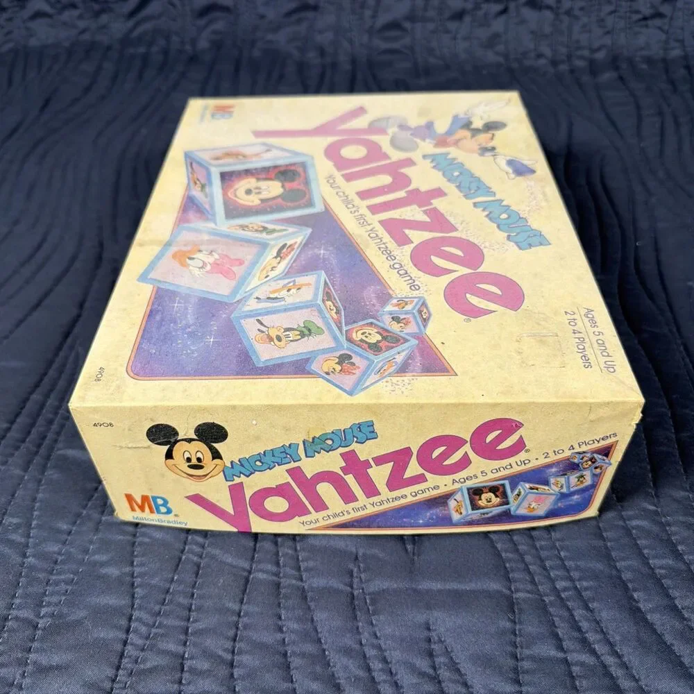 Vintage Mickey Mouse Yahtzee Game Milton Bradley MB Disney Complete? 1989